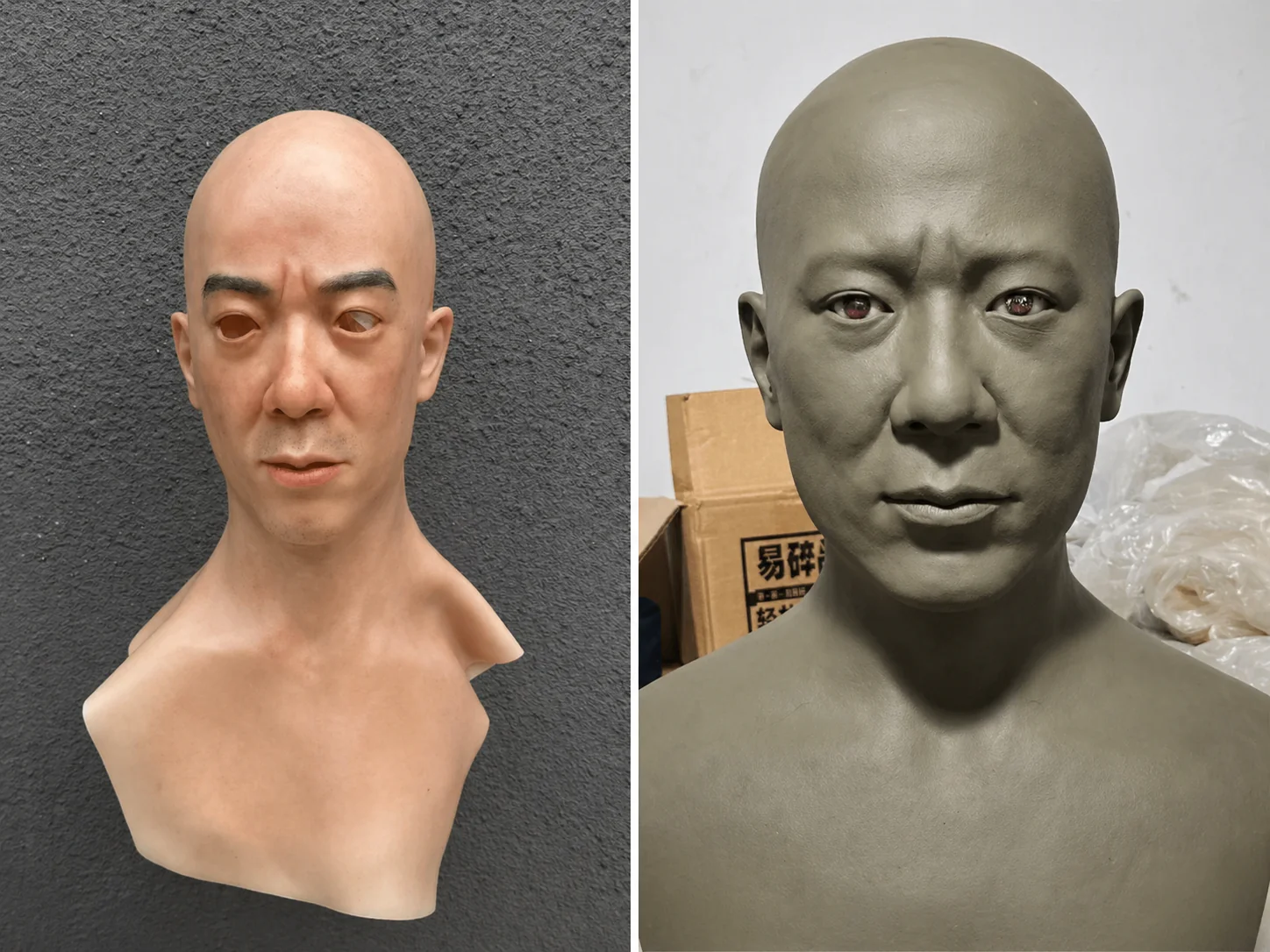 Close-up of hyper-realistic silicone skin texture